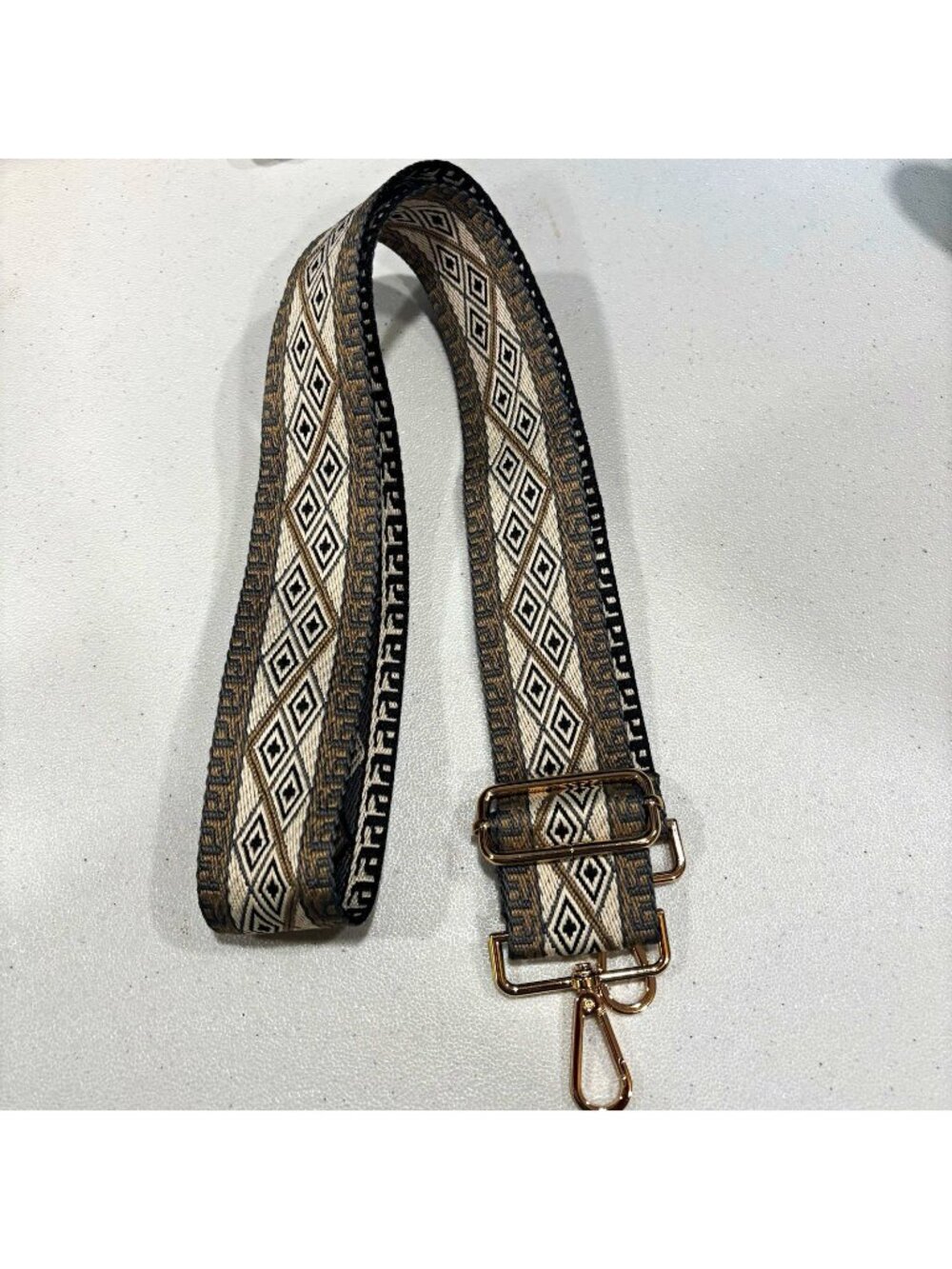 Adjustable Geometric Handbag Strap Buckle Accents Black White Gray Beige